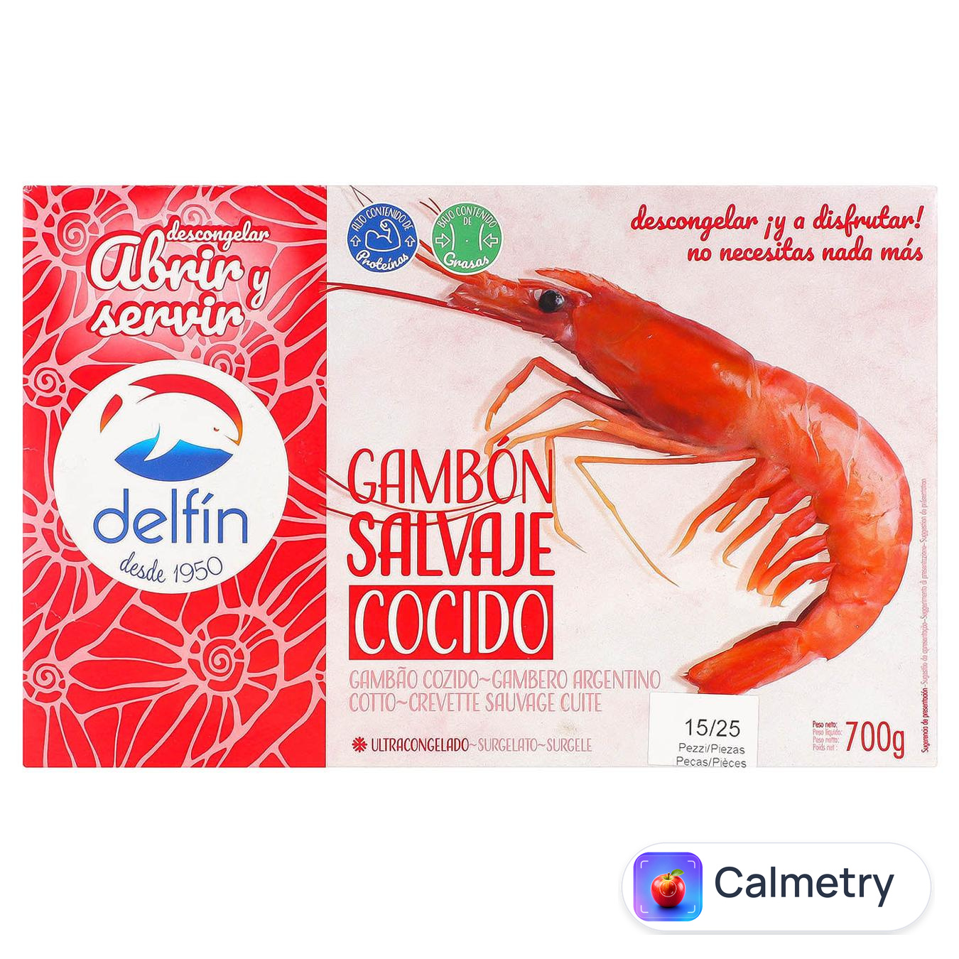 Креветки Delfin Аргентинські варено-морожені 15/25 700г — фото продукту