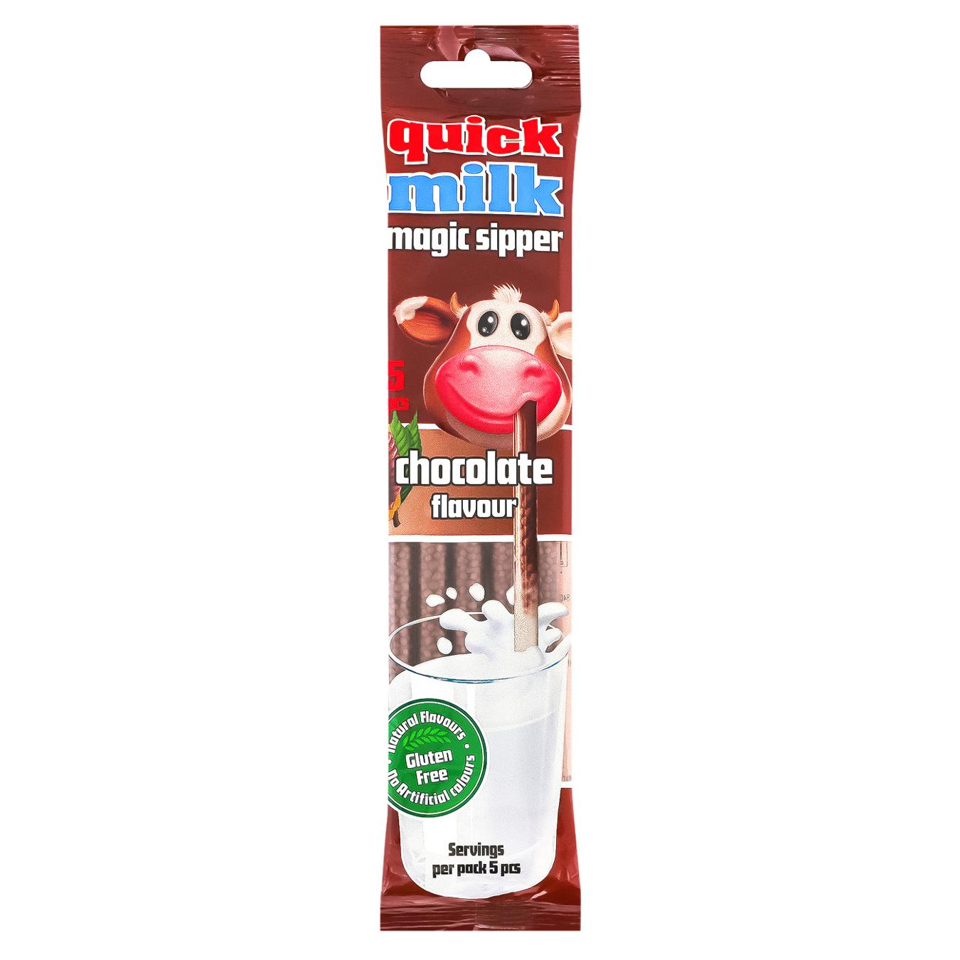 Трубочки Quick Milk для молока зі смаком шоколаду 30г 5шт — фото продукту