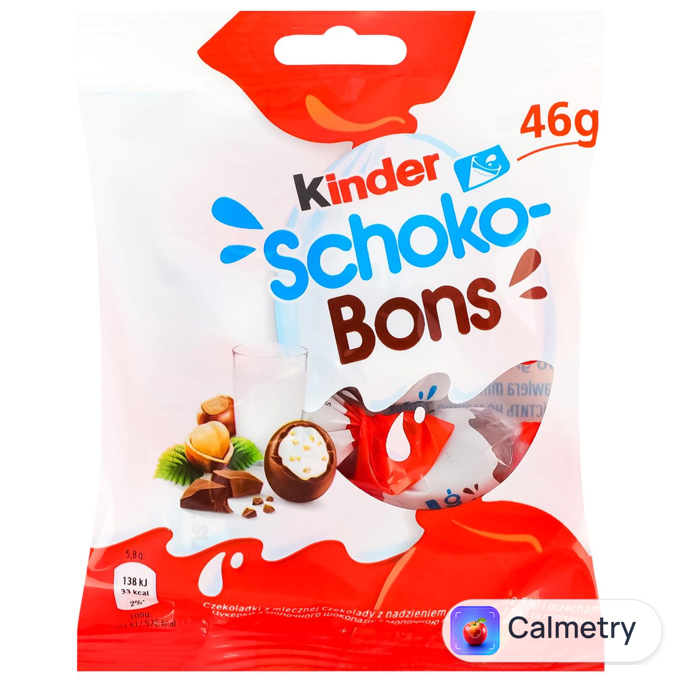 Цукерки Kinder Schoko-Bons з молочного шоколаду з молочно-горіховою начинкою 46г