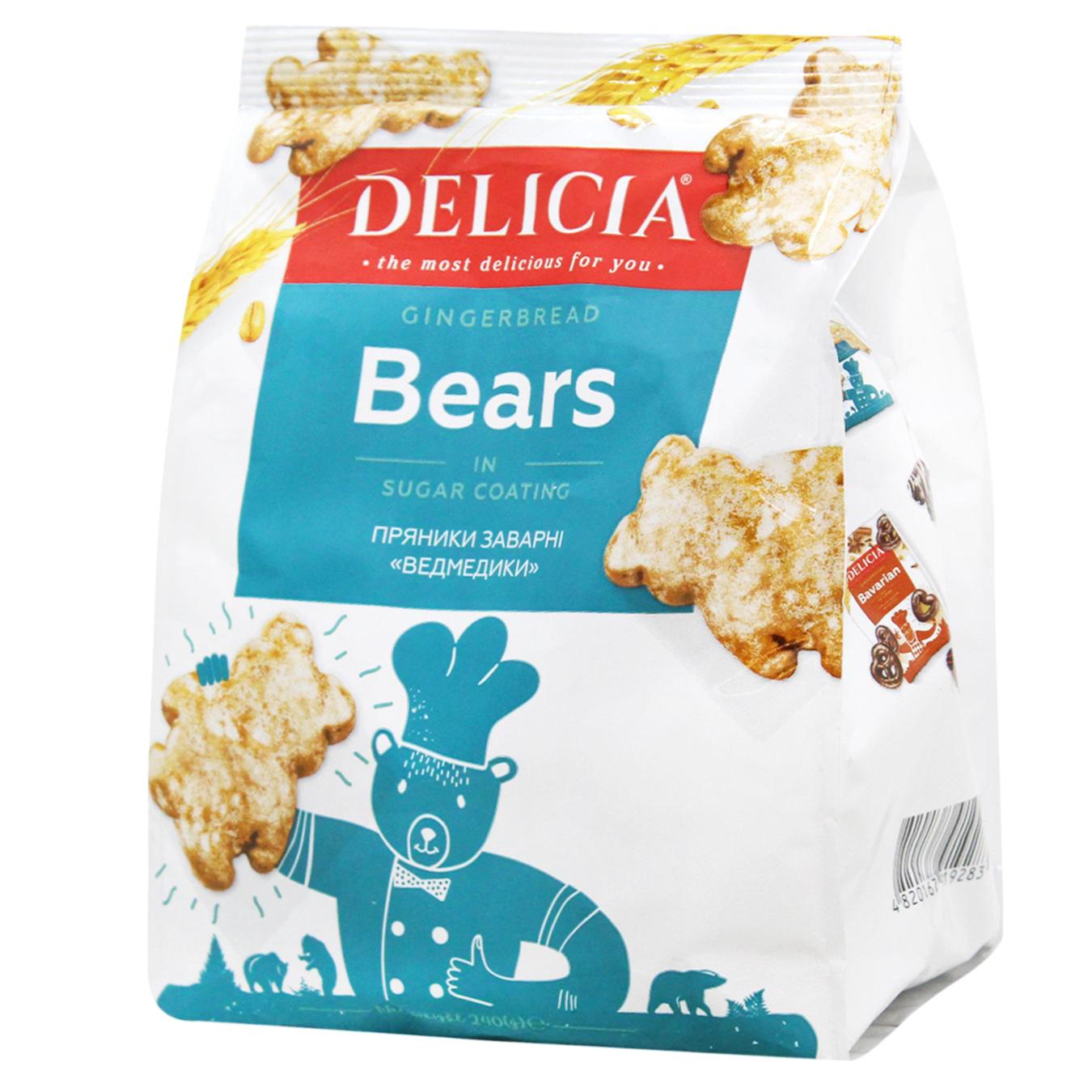 Пряники Delicia Ведмедики заварні у цукровій глазурі 240г — фото продукту