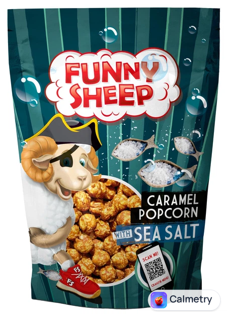 Попкорн Funny Sheep у карамелі з морською сіллю 90г