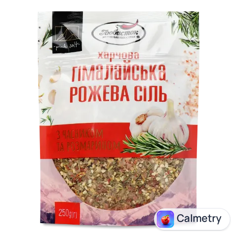 Сіль Любисток гімалайська рожева з часником розмарин крупна