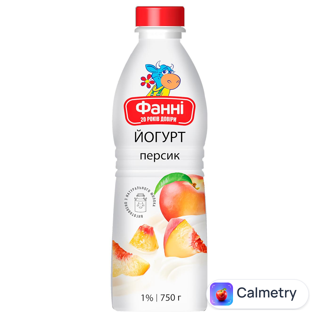 Йогурт Фанні Персик питний 1% 750г — фото продукту