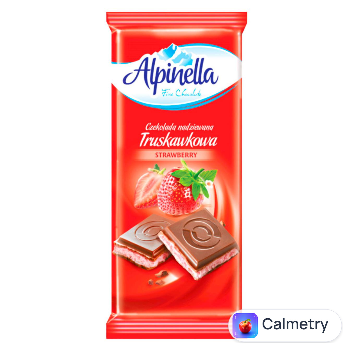 Шоколад молочний Alpinella з полуничною начинкою 100г — фото продукту