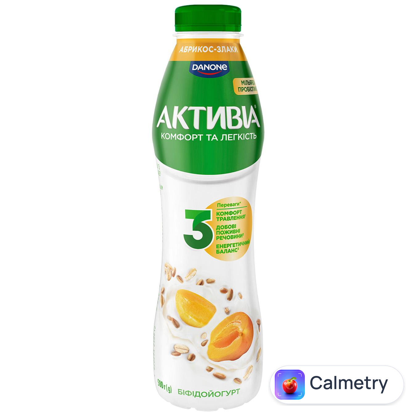 Біфідойогурт Активіа Абрикос-злаки 1,2% 500г — фото продукту