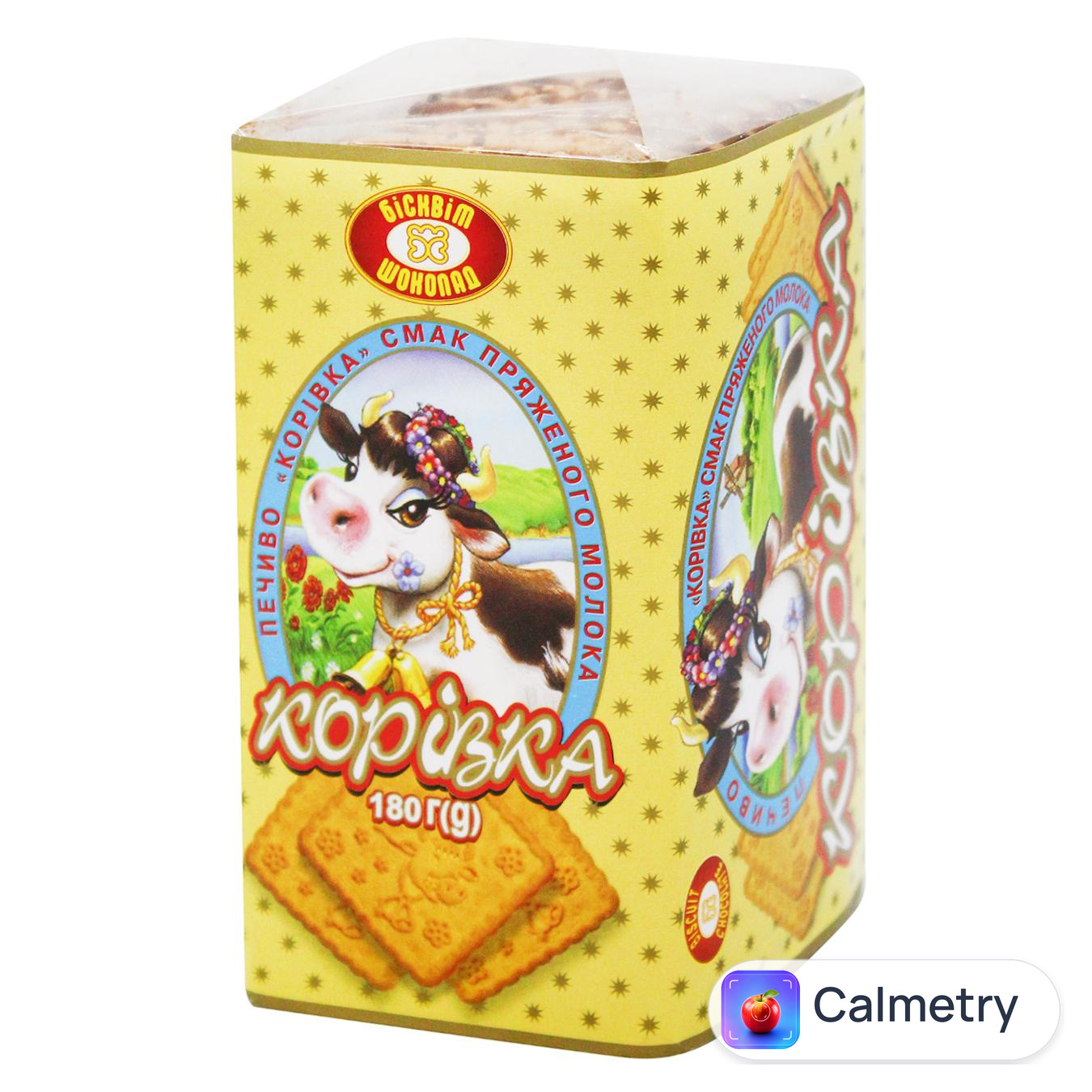 Печиво Бісквіт-Шоколад Корівка зі смаком пряженого молока 180г — фото продукту