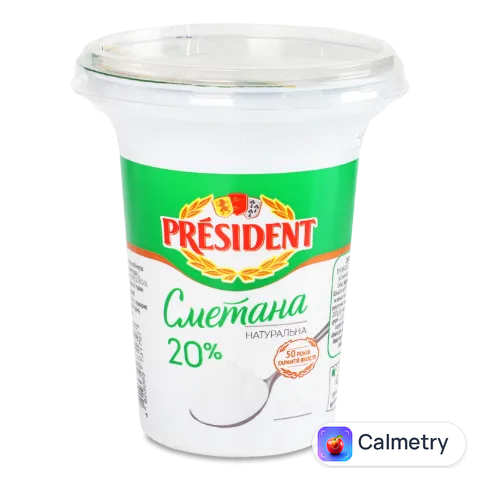 Сметана President 20% стакан