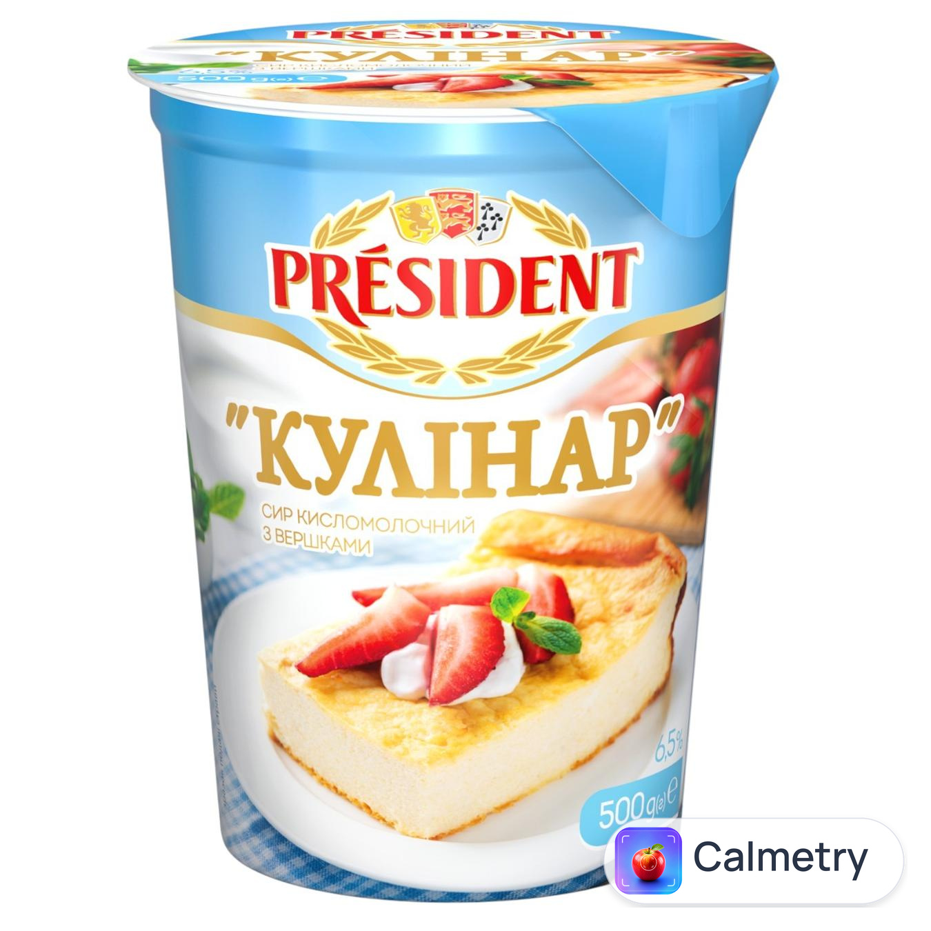 Сир кисломолочний President Кулінар з вершками 6,5% 500г — фото продукту