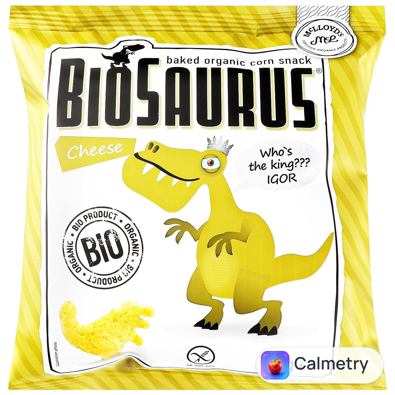 Снек BioSaurus кукурудзяний органічний з сиром без глютену 15г