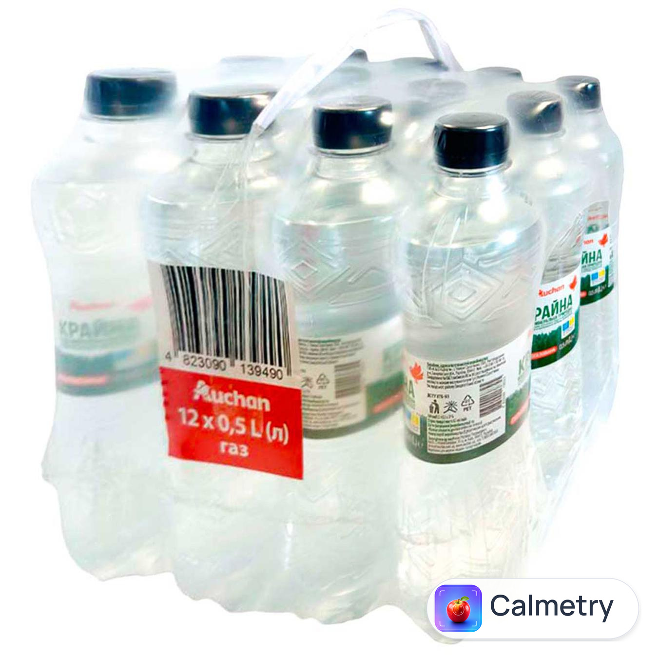 Вода мінеральна Auchan Крайна сильногазована 0,5л х12шт