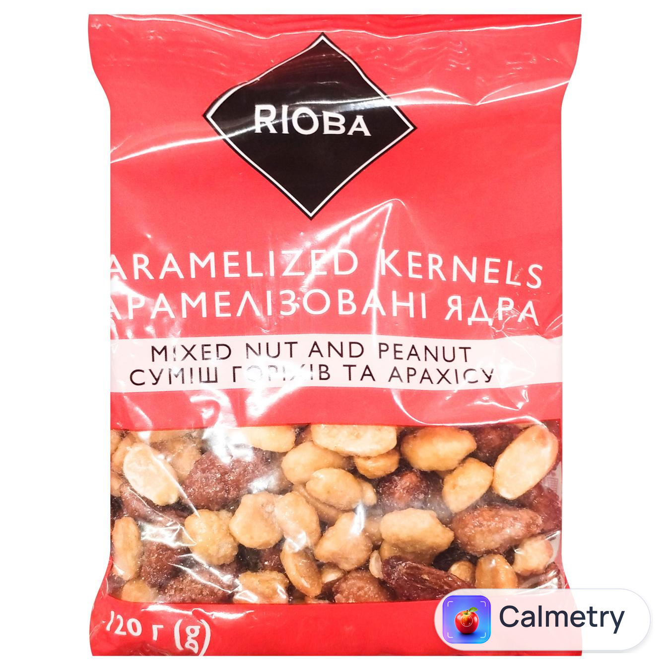 Суміш горіхів Rioba карамелізовані ядра 120г — фото продукту