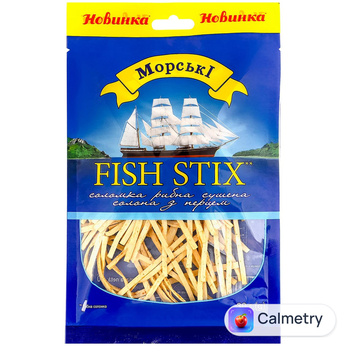 Соломка рибна Морські Fish Stix сушена солона з перцем 30г