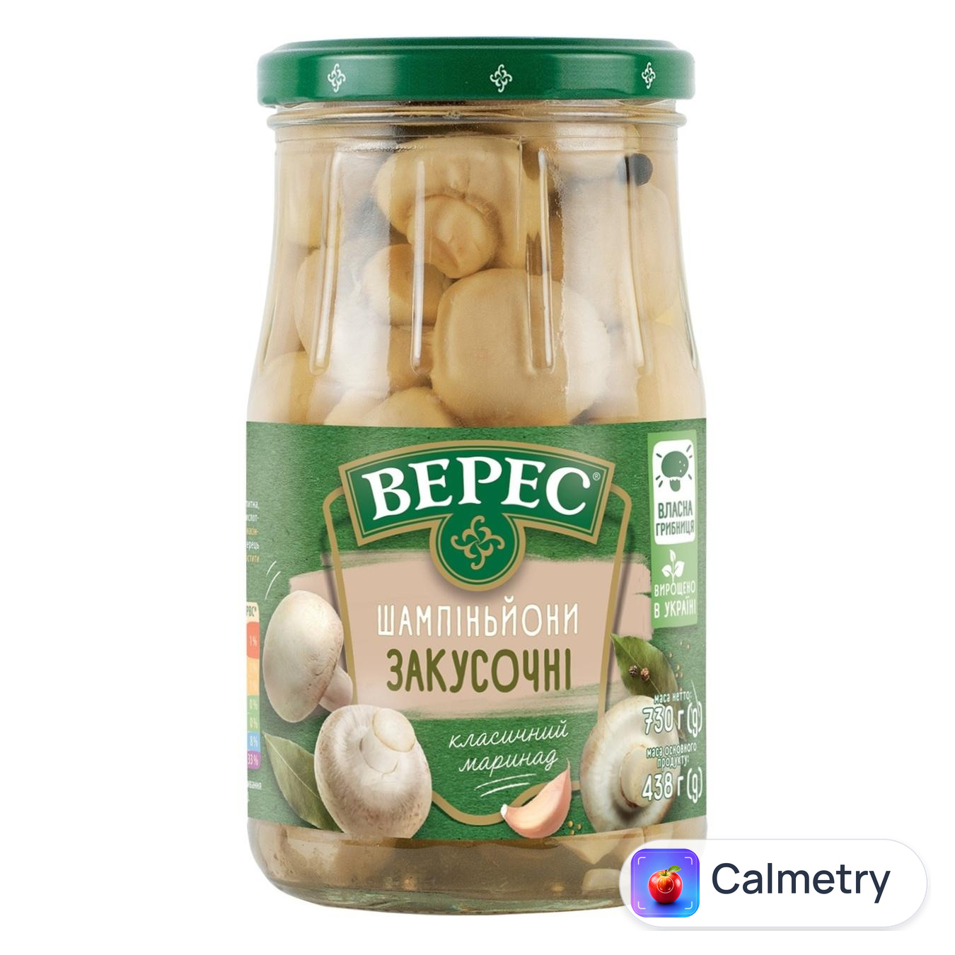Шампіньйони Верес Закусочні мариновані 730г — фото продукту