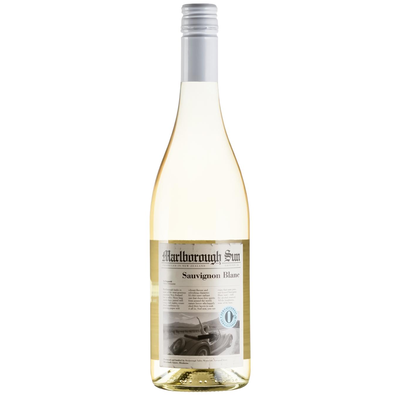 Вино Marlborough Sun Sauvignon Blanc біле напівсухе безалкогольне 0,75л — фото продукту
