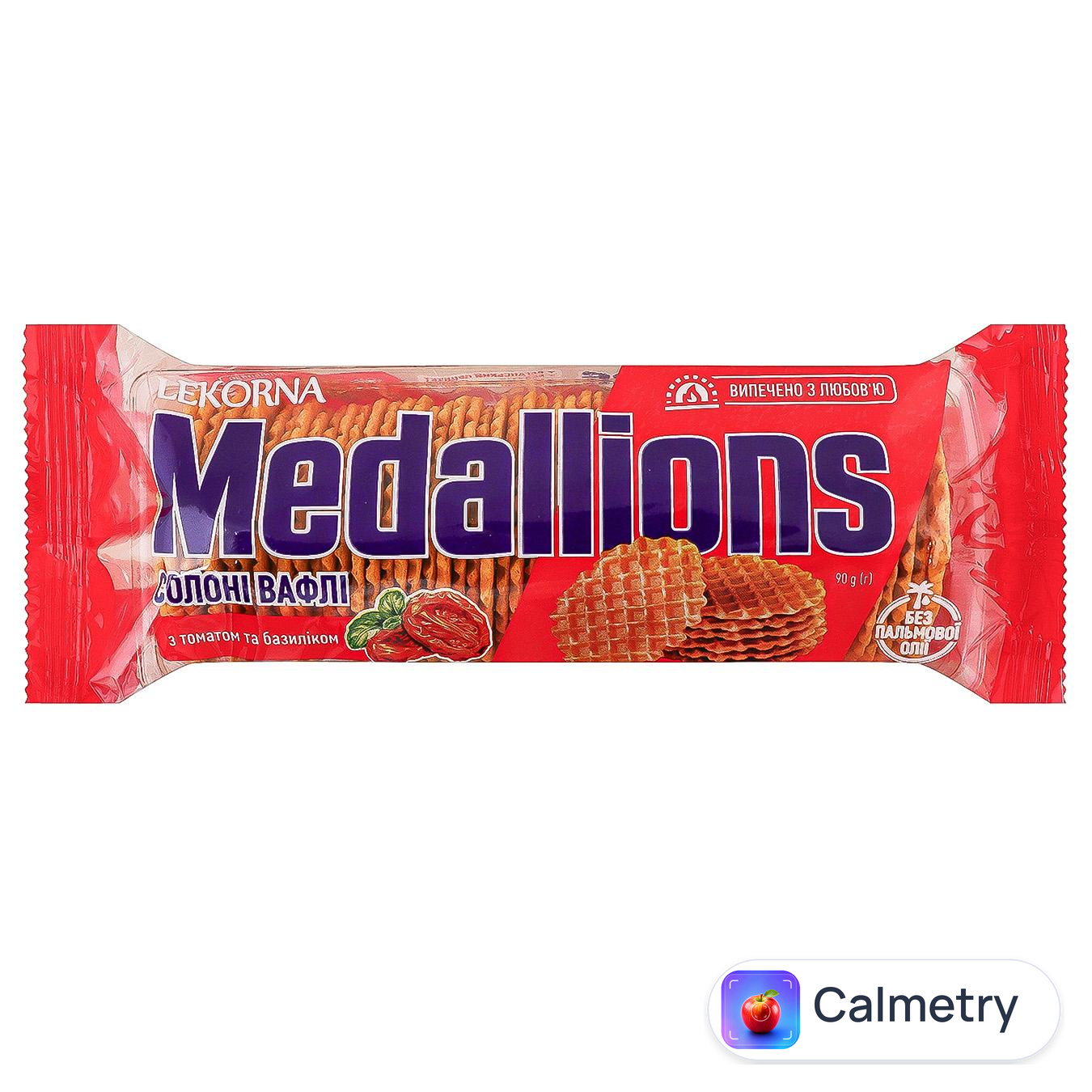 Вафлі Lekorna Medallions солоні з томатом та базиліком 90г — фото продукту