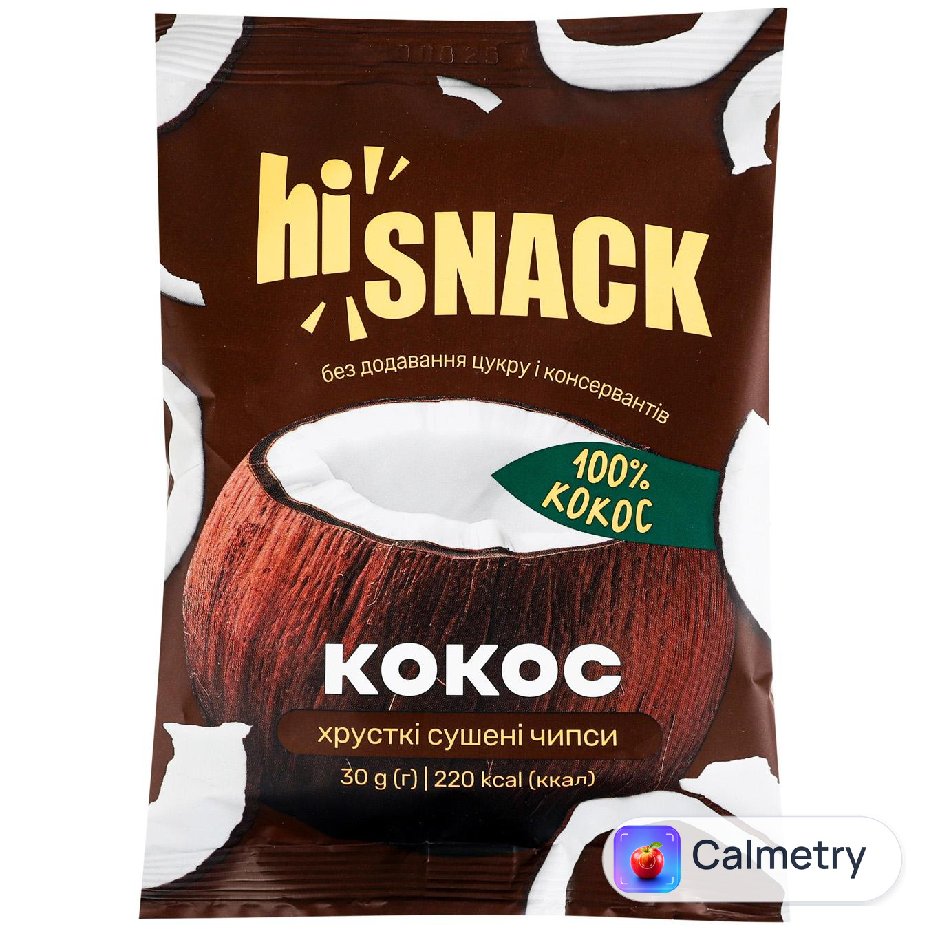 Чипси hiSnack Кокос сушені хрусткі 30г — фото продукту