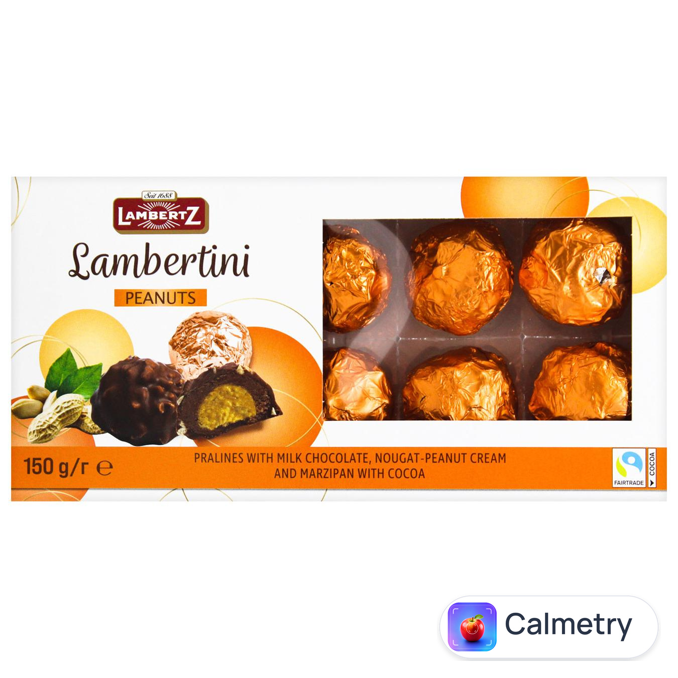 Цукерки Lambertz Lambertini арахісова паста в молочному шоколаді 150г — фото продукту