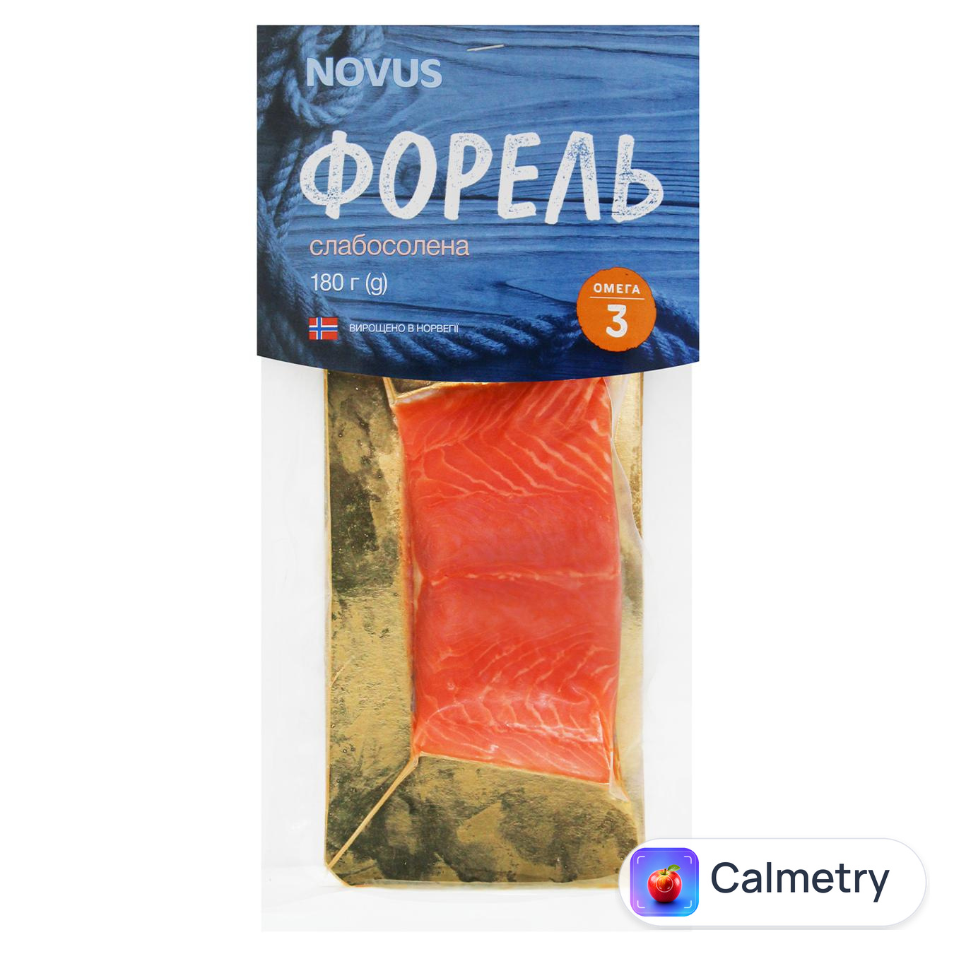 Форель Novus філе-шматок на шкірі слабосолена 180г — фото продукту