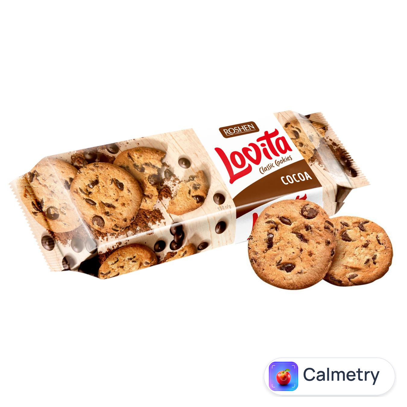 Печиво Roshen Lovita з шматочками шоколадної глазурі 150г — фото продукту