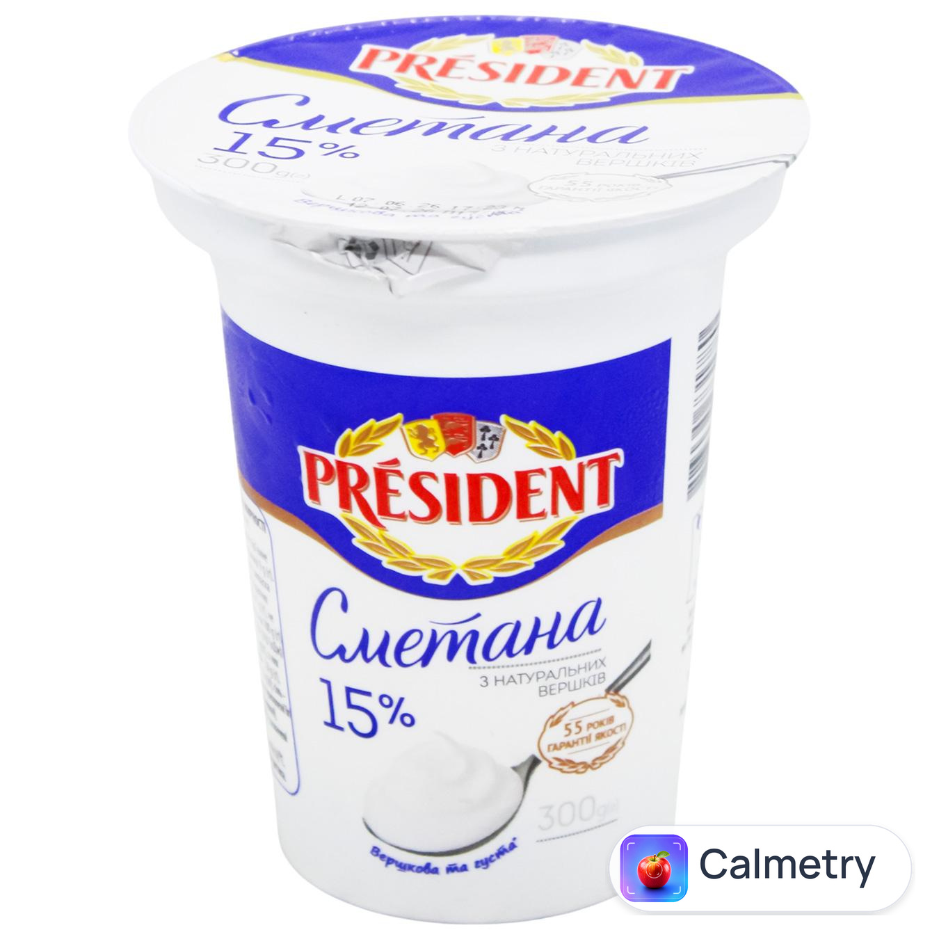 Сметана President 15% 300г — фото продукту