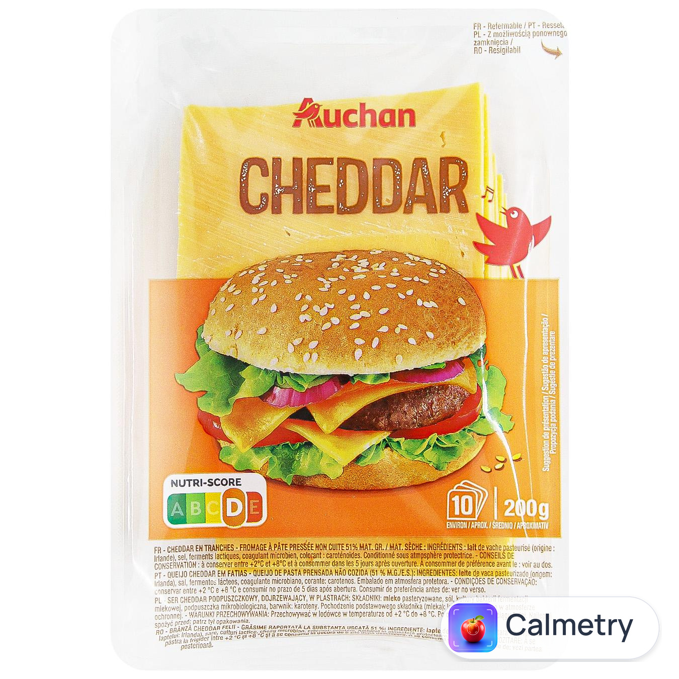 Сир Auchan Чеддер пластинки 200г