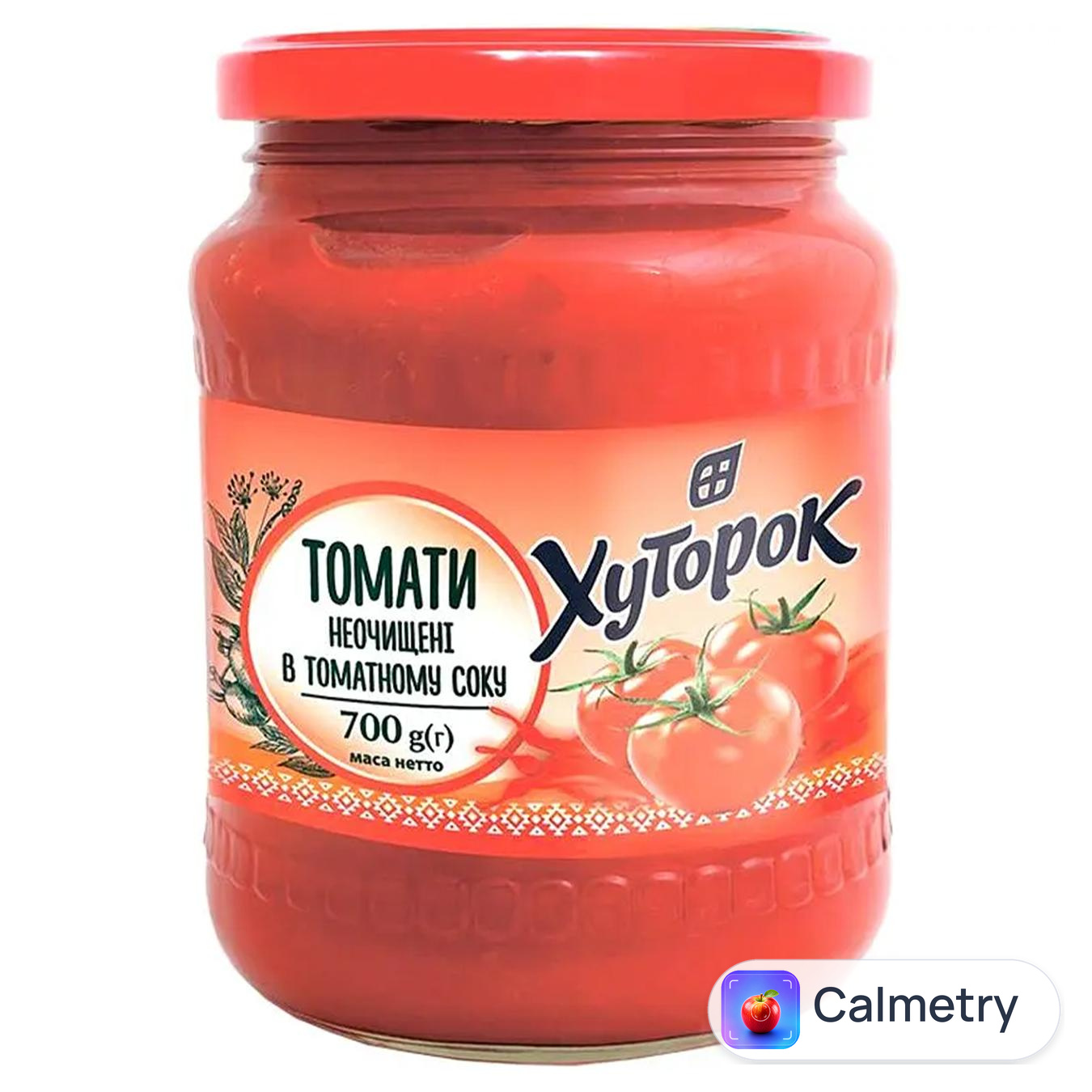 Томати Хуторок неочищені в томатному соку 700г — фото продукту