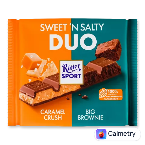 Шоколад молочний Ritter Sport Duo з солодко-солоною начинкою