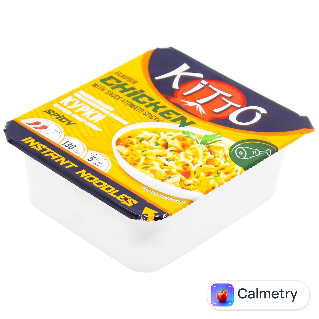 Локшина Kitto зі смаком курки із томатним соусом Томат-спайсі гостра 130г