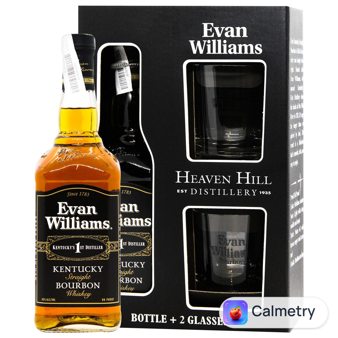 Віскі Evan Williams Black 43% 0,75л + 2 келихи