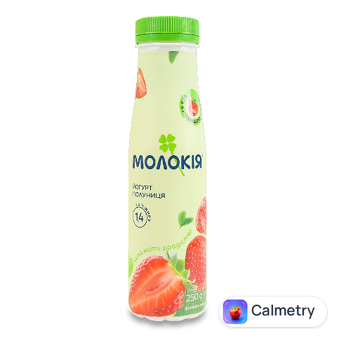 Йогурт «Молокія» «Полуниця» 1,4%, пляшка, 250г