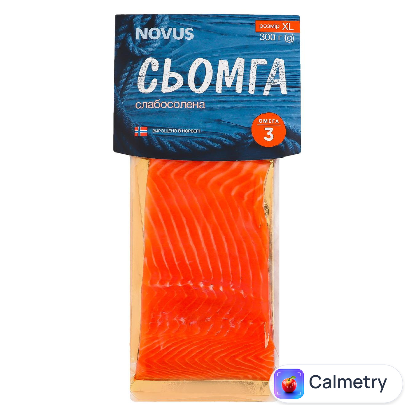 Сьомга Novus філе-шматок слабосолена 300г — фото продукту