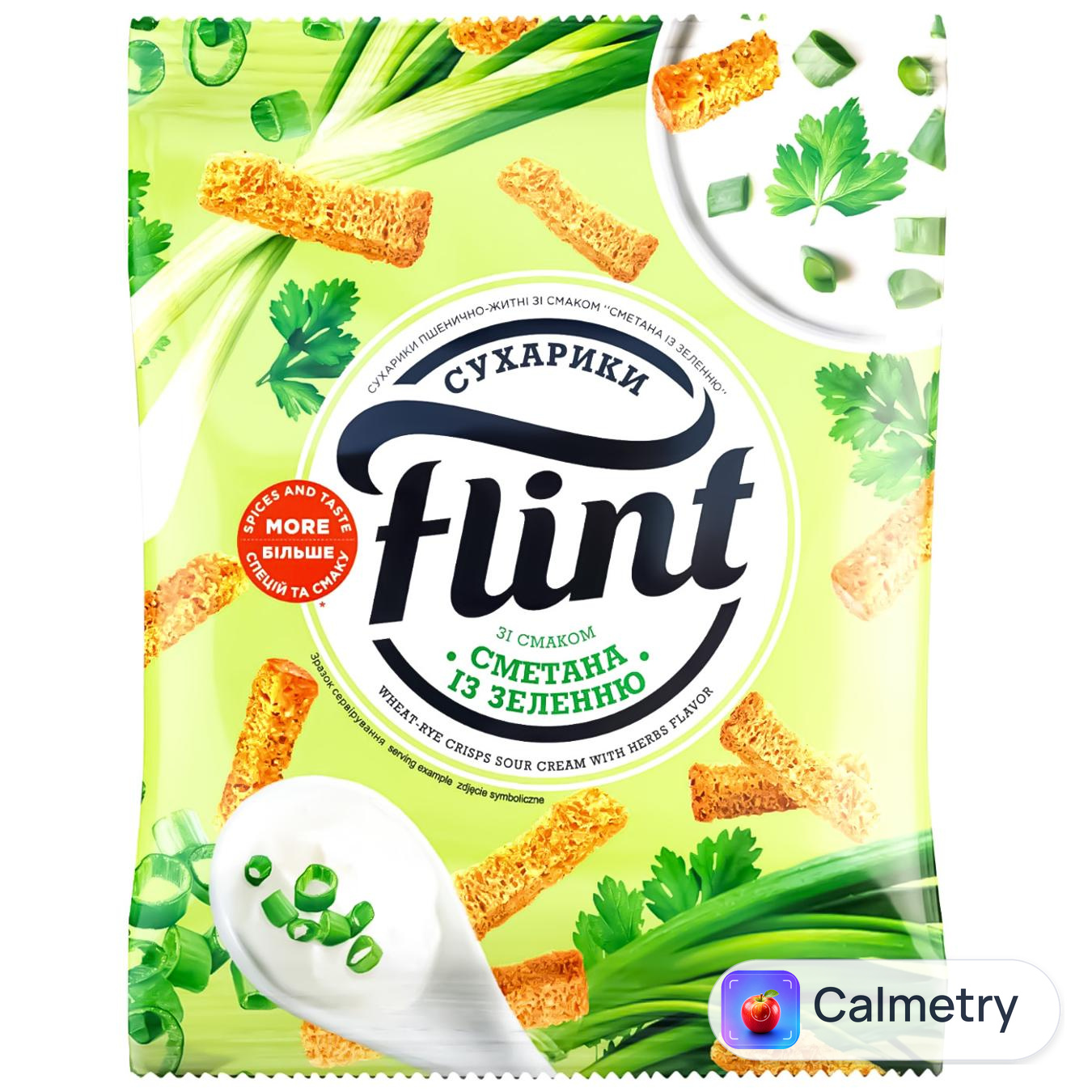 Сухарики Flint зі смаком сметани із зеленню 60г — фото продукту