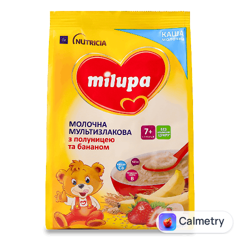 Каша мультизлакова Milupa молочна з полуницею та бананом, 210г