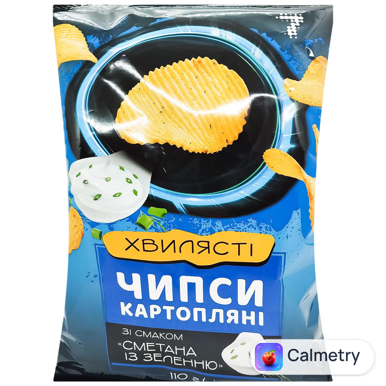 Чипси 7 хвилясті зі смаком сметани та зелені 110г