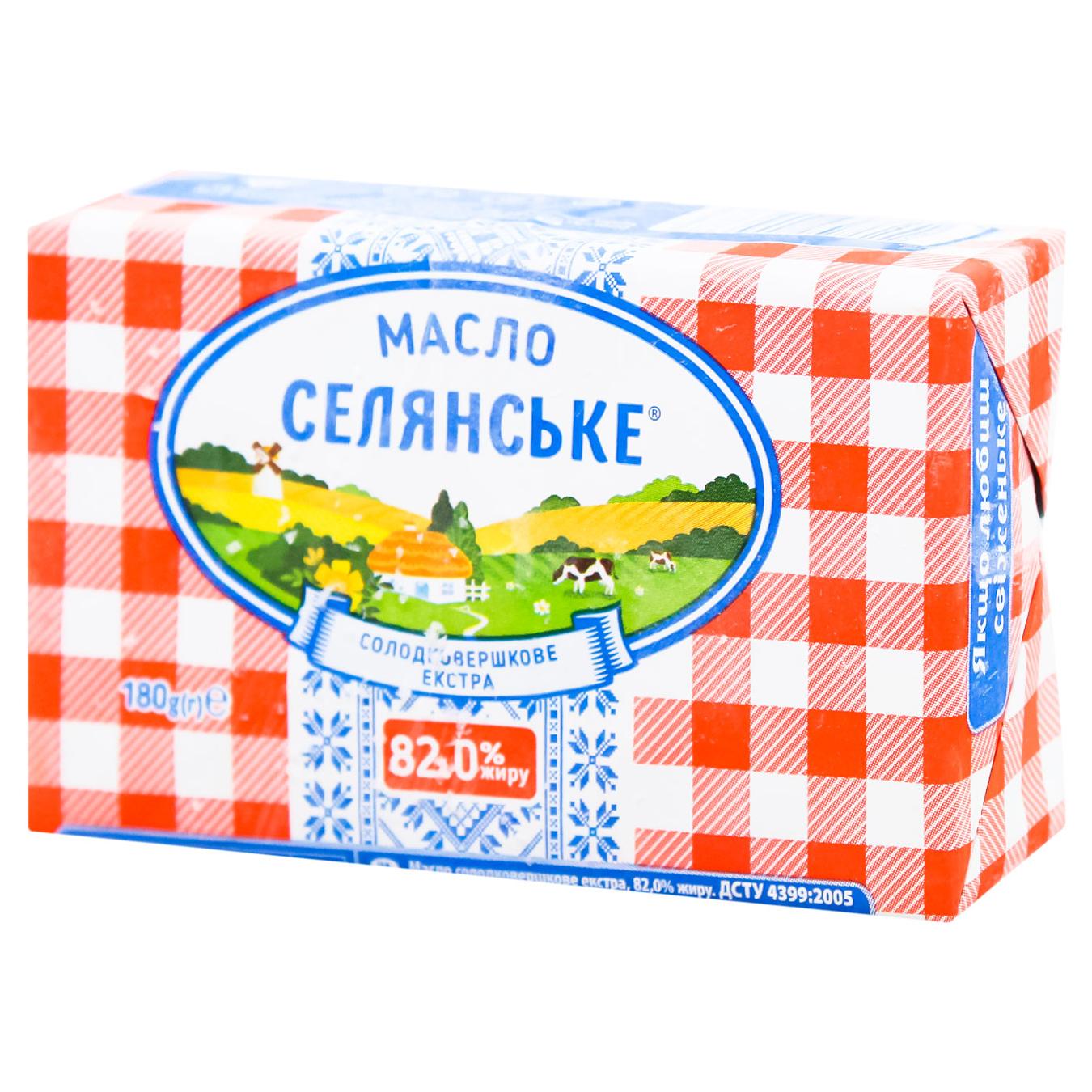 Масло Селянське Екстра солодковершкове 82% 180г — фото продукту