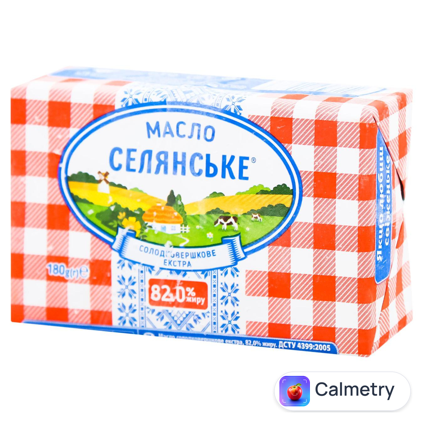 Масло Селянське Екстра солодковершкове 82% 180г — фото продукту
