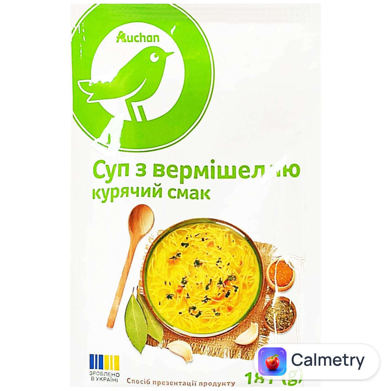 Суп Auchan з вермішеллю курячий смак 18г