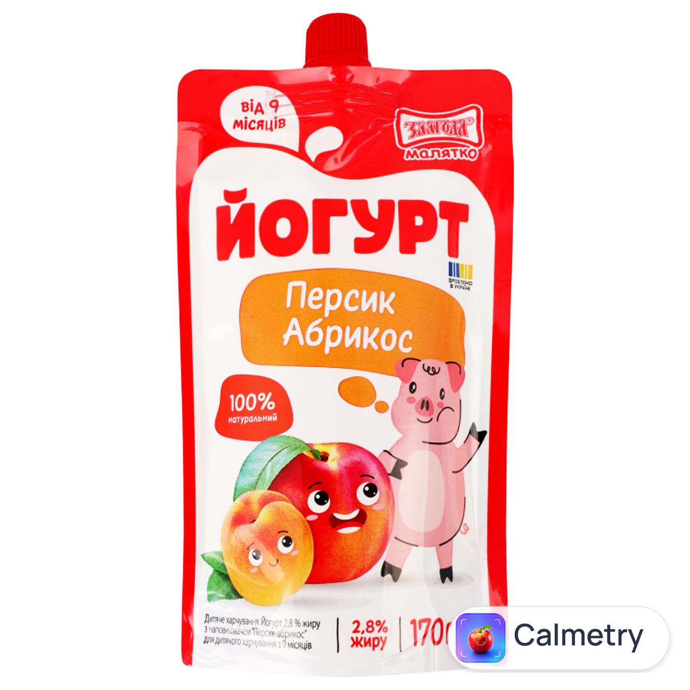 Йогурт Злагода Малятко Персик-абрикос 2,8% 170г