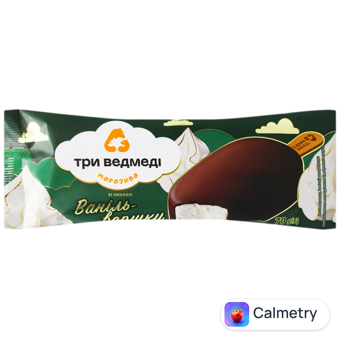 Морозиво Три Ведмеді Ваніль-вершки в глазурі 70г