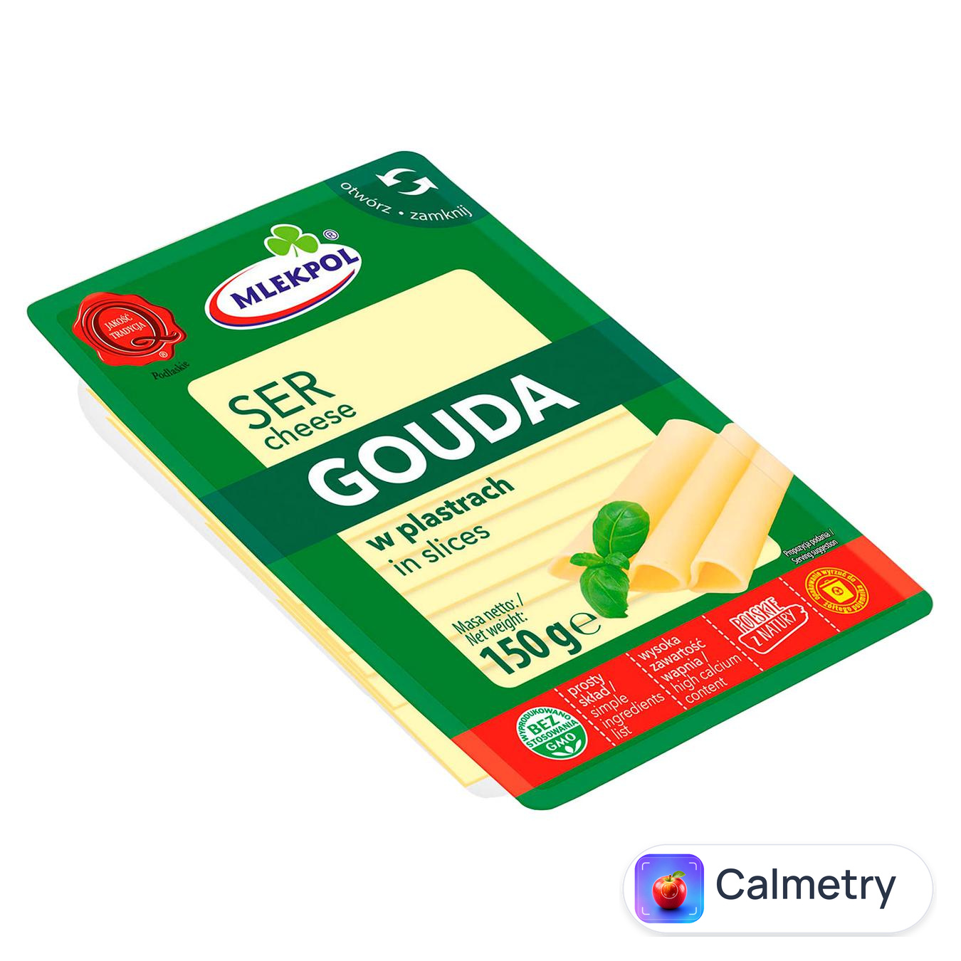 Сир Mlekpol Гауда нарізаний 45% 150г — фото продукту