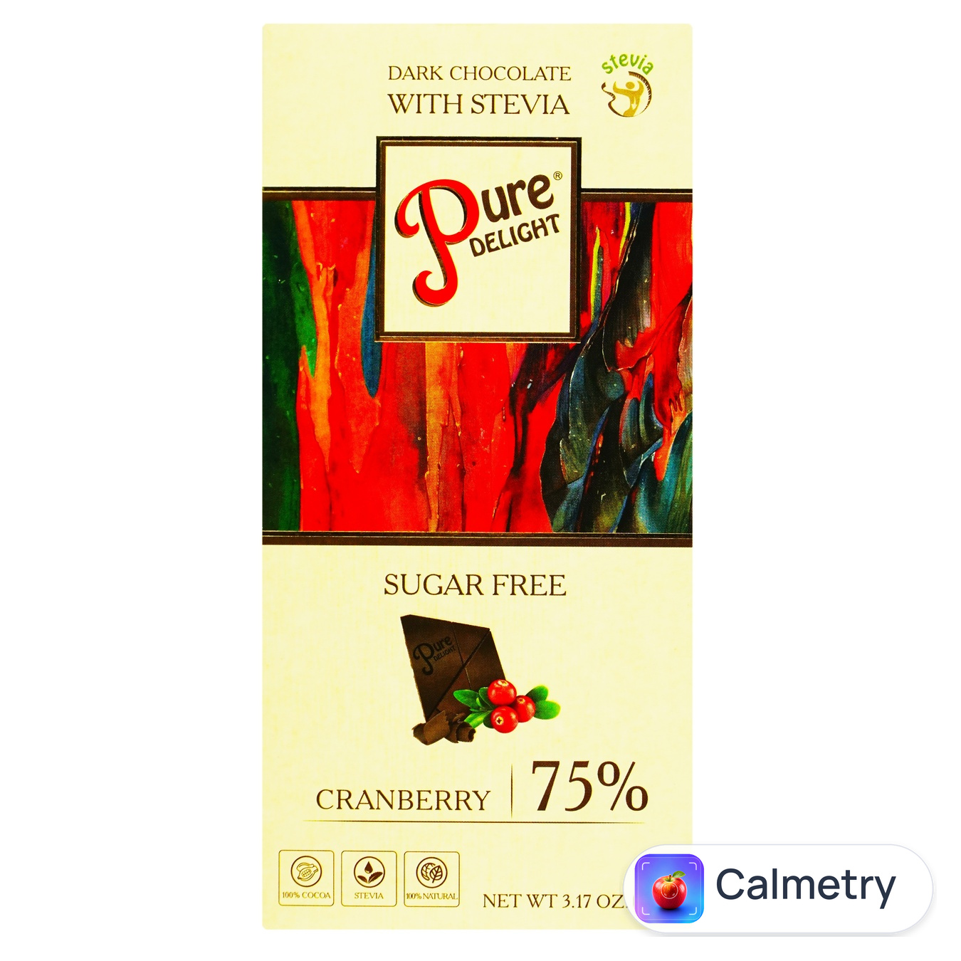 Шоколад чорний Pure Delight з журавлиною без цукру 90г