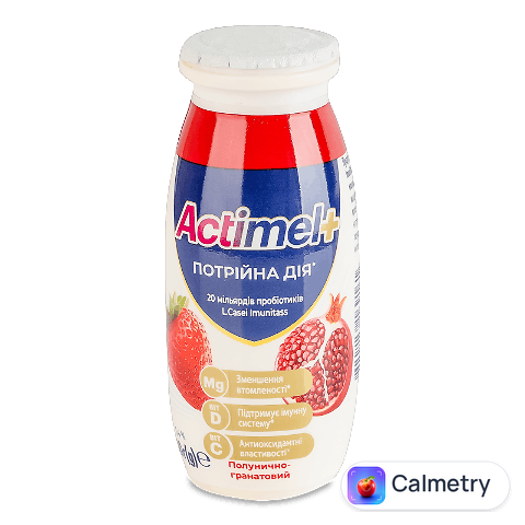 Продукт кисломолочний Actimel+ Потрійна дія полунично-гранатовий 1,4%, 100г