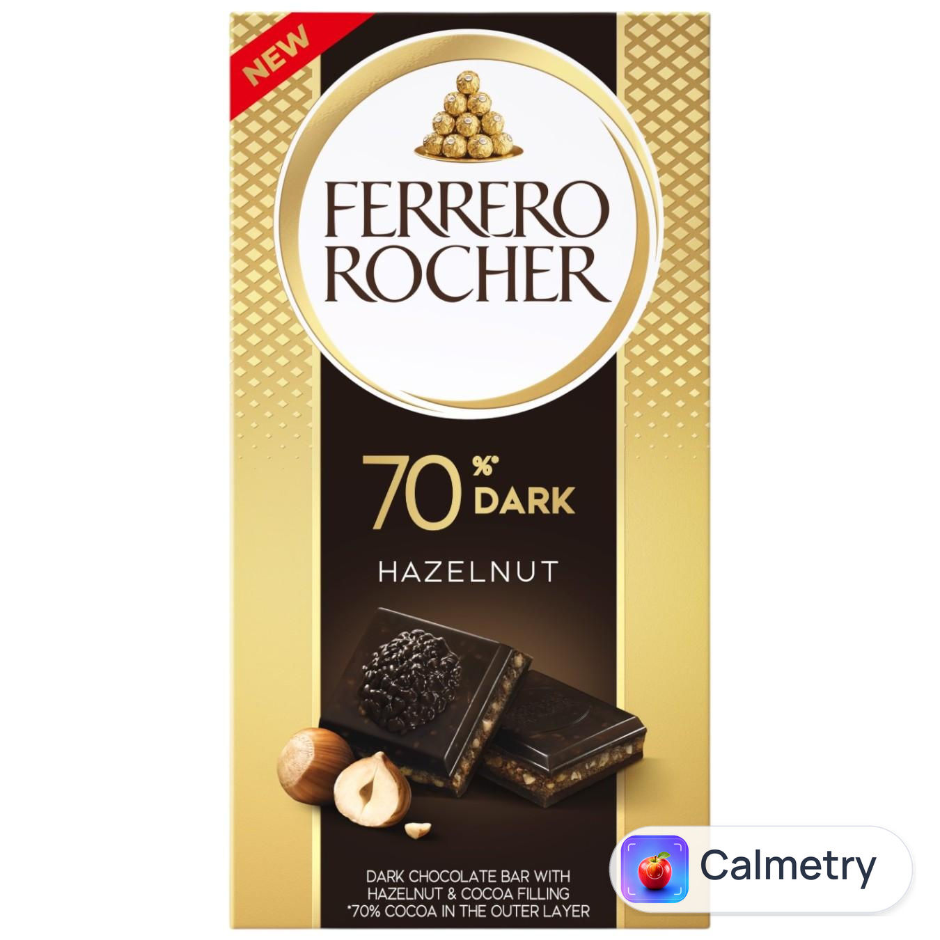 Шоколад чорний Ferrero Rocher з лісовим горіхом 70% 90г — фото продукту
