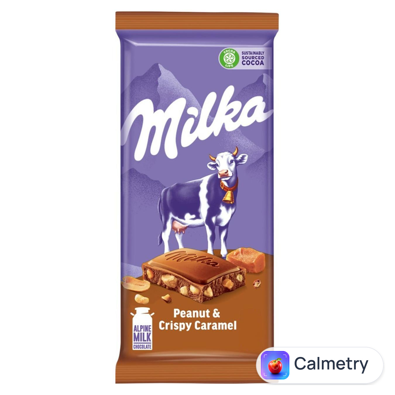 Шоколад молочний Milka з арахісом, карамельною начинкою, рисовими кульками та кукурудзяними пластівцями 90г — фото продукту