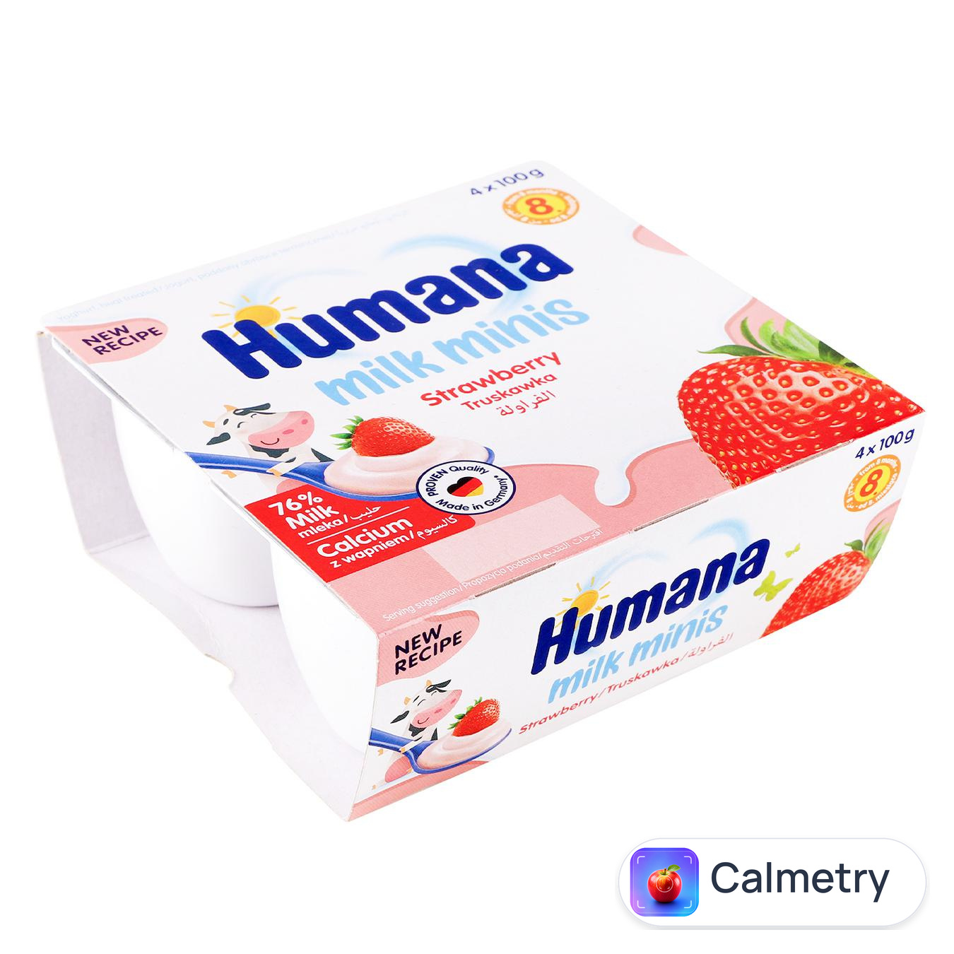 Продукт кисломолочний Humana Milk Minis з полуницею та натуральними пребіотиками для дітей з 8 місяців 4шт*100г