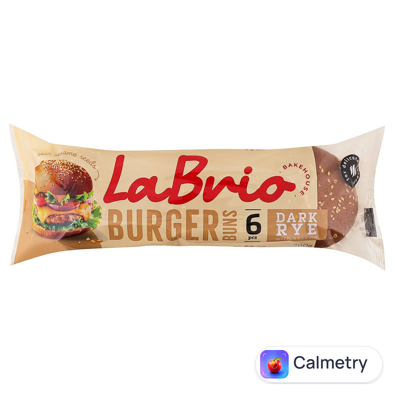 Булочка LaBrio Burger житня з кунжутом 50г х 6шт — фото продукту