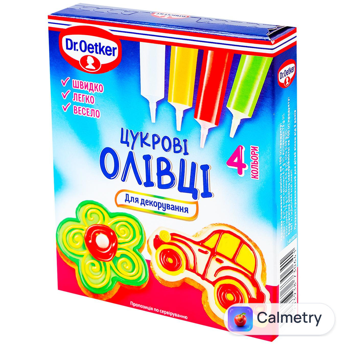 Олівці цукрові Dr.Oetker для декорування 4 кольори по 17г