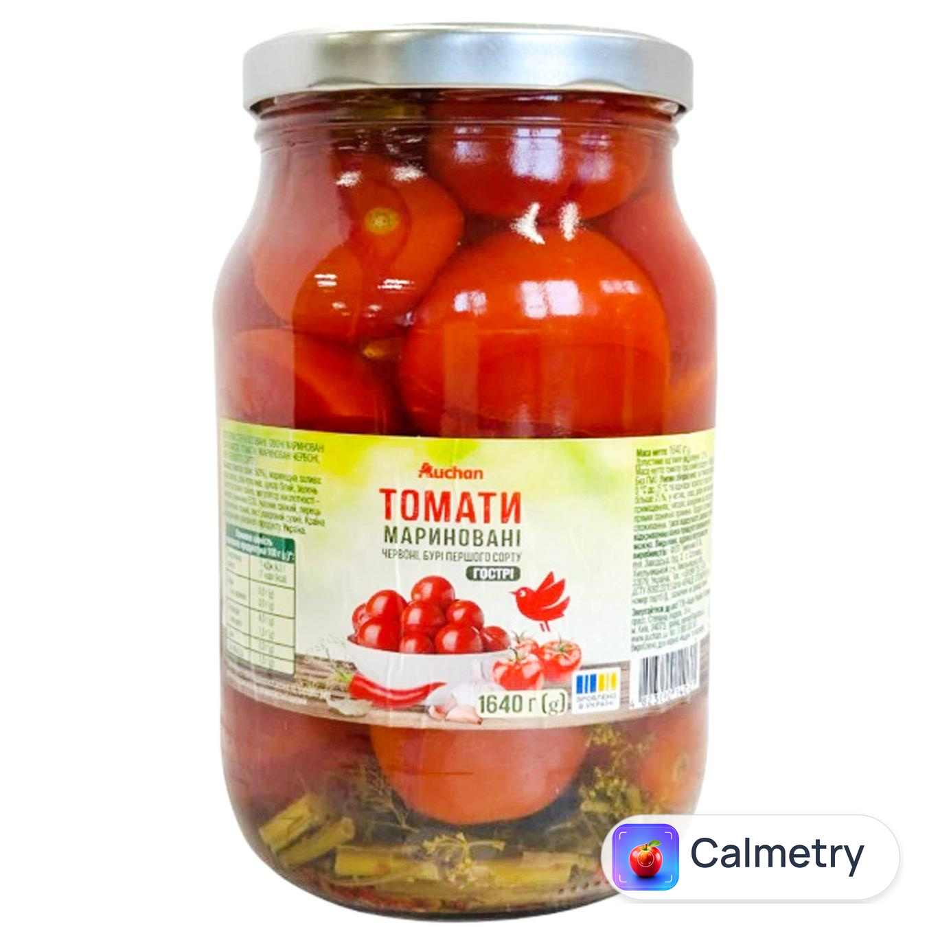 Томати Auchan мариновані гострі 1640г