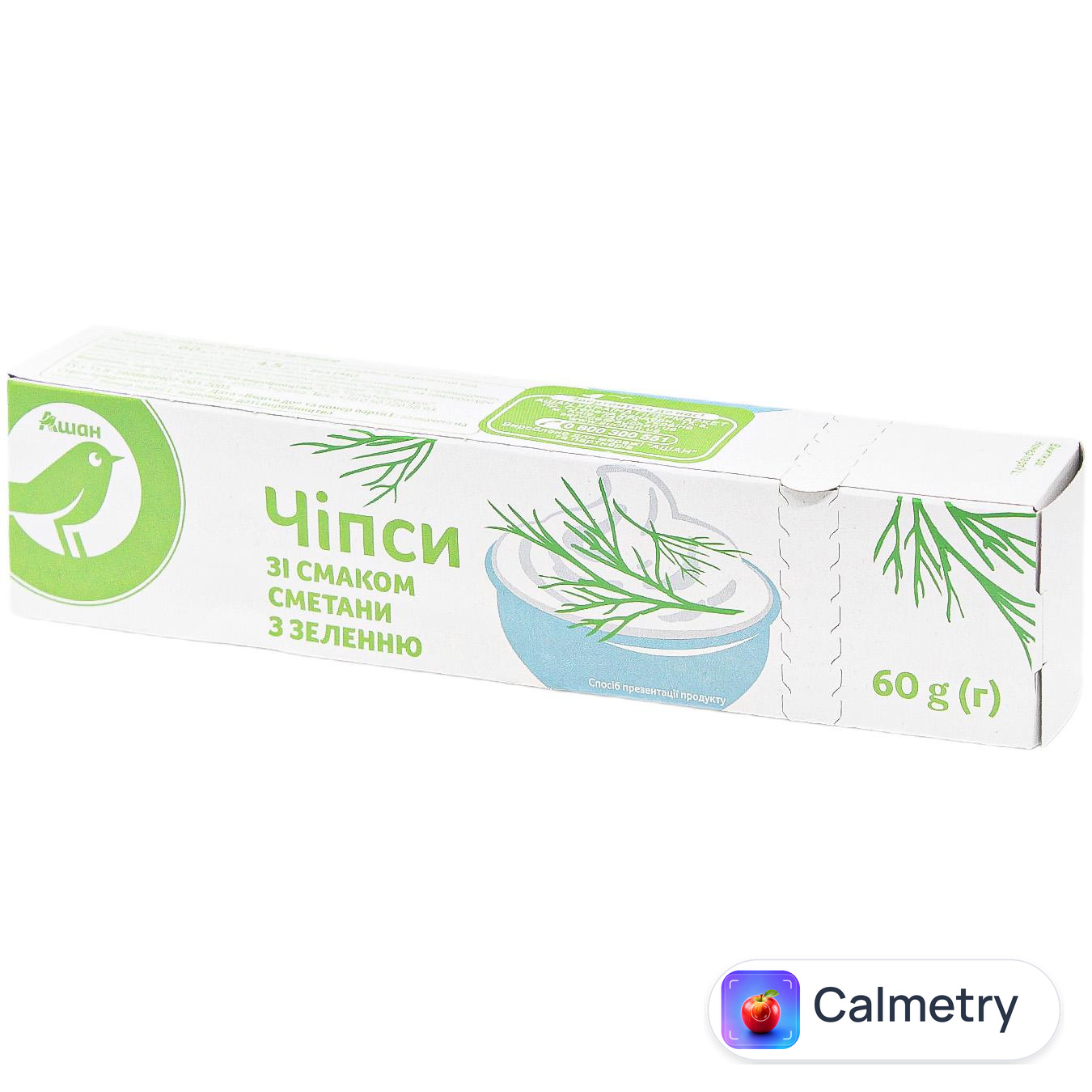 Чипси Auchan зі смаком сметани з зеленню 60г