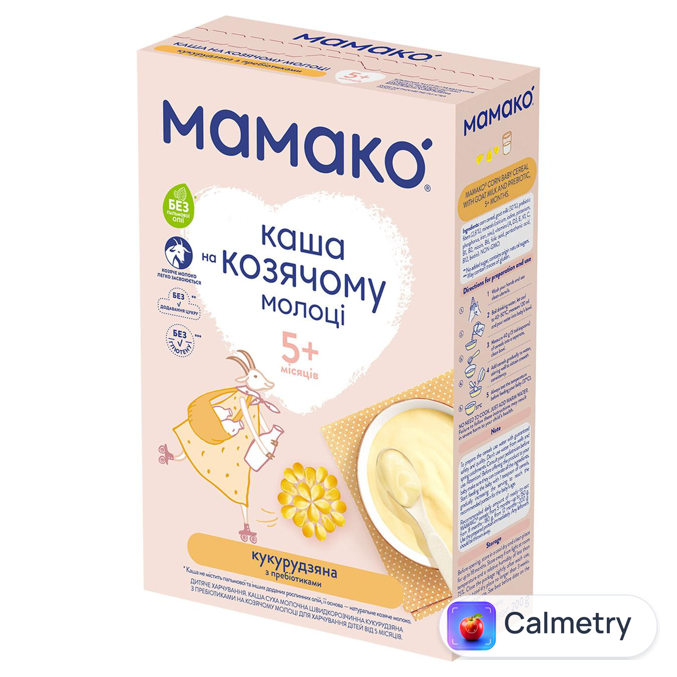 Каша Мамако кукурудзяна на козячому молоці з пребіотиками 200г
